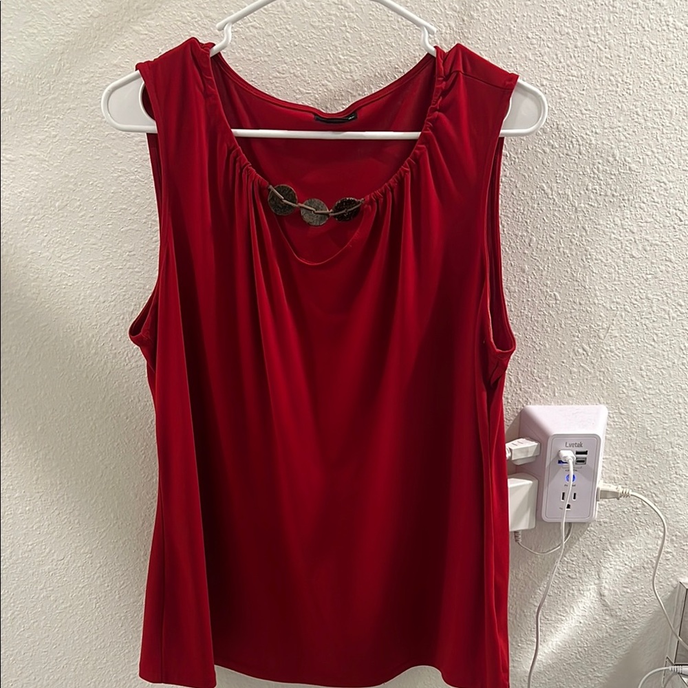 East 5th Red Ruched Cut Out Tank Top